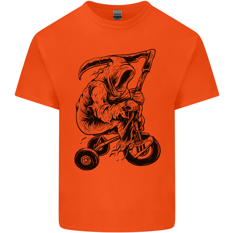 Grim Reaper Trike Bicycle Cycling Gothic Kids T-Shirt Childrens Orange