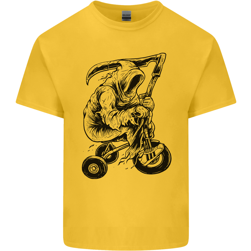 Grim Reaper Trike Bicycle Cycling Gothic Kids T-Shirt Childrens Yellow