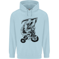 Grim Reaper Trike Bicycle Cycling Gothic Mens 80% Cotton Hoodie Light Blue