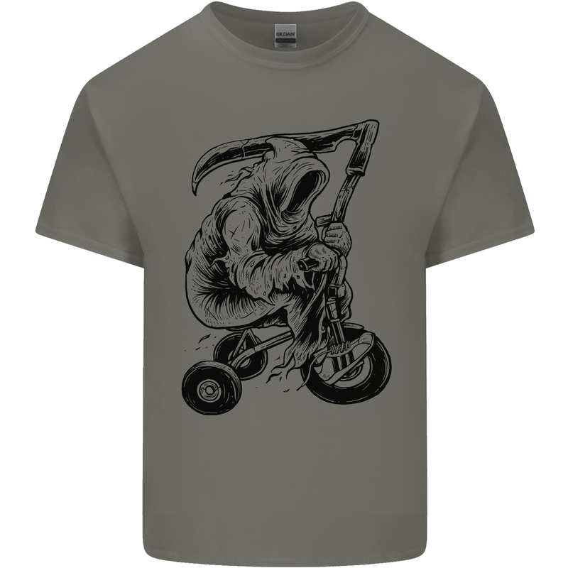 Grim Reaper Trike Bicycle Cycling Gothic Mens Cotton T-Shirt Tee Top Charcoal