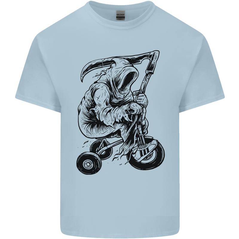 Grim Reaper Trike Bicycle Cycling Gothic Mens Cotton T-Shirt Tee Top Light Blue