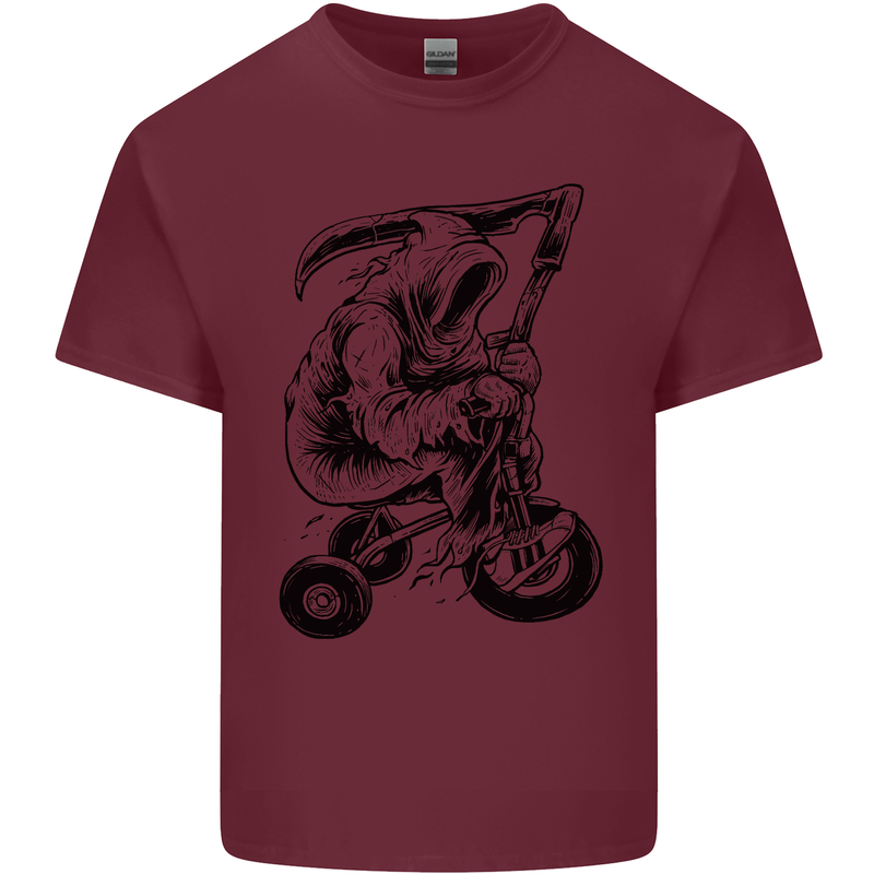 Grim Reaper Trike Bicycle Cycling Gothic Mens Cotton T-Shirt Tee Top Maroon