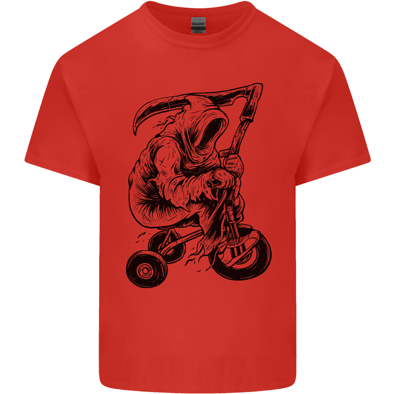 Grim Reaper Trike Bicycle Cycling Gothic Mens Cotton T-Shirt Tee Top Red