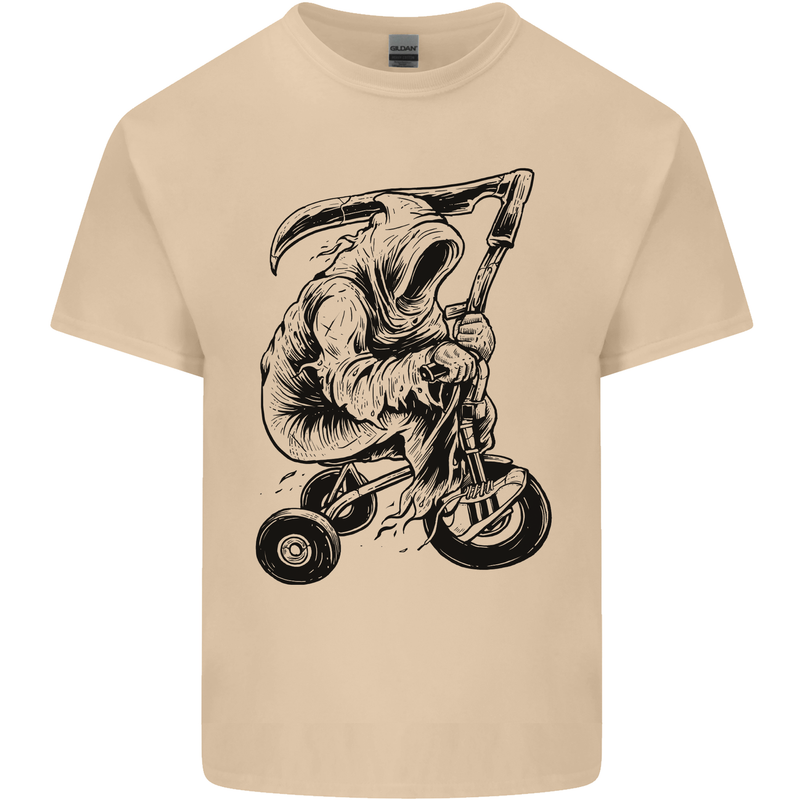 Grim Reaper Trike Bicycle Cycling Gothic Mens Cotton T-Shirt Tee Top Sand