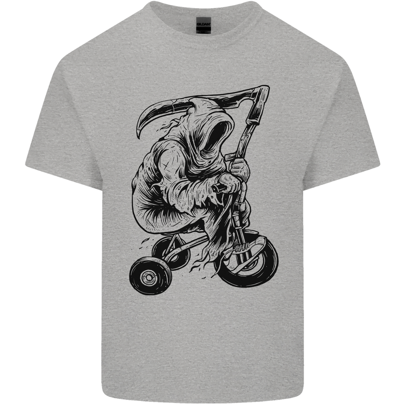 Grim Reaper Trike Bicycle Cycling Gothic Mens Cotton T-Shirt Tee Top Sports Grey