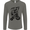 Grim Reaper Trike Bicycle Cycling Gothic Mens Long Sleeve T-Shirt Charcoal