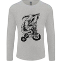 Grim Reaper Trike Bicycle Cycling Gothic Mens Long Sleeve T-Shirt Sports Grey