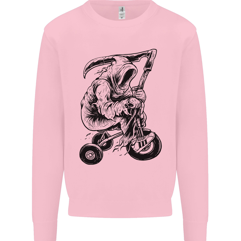 Grim Reaper Trike Bicycle Cycling Gothic Mens Sweatshirt Jumper Light Pink