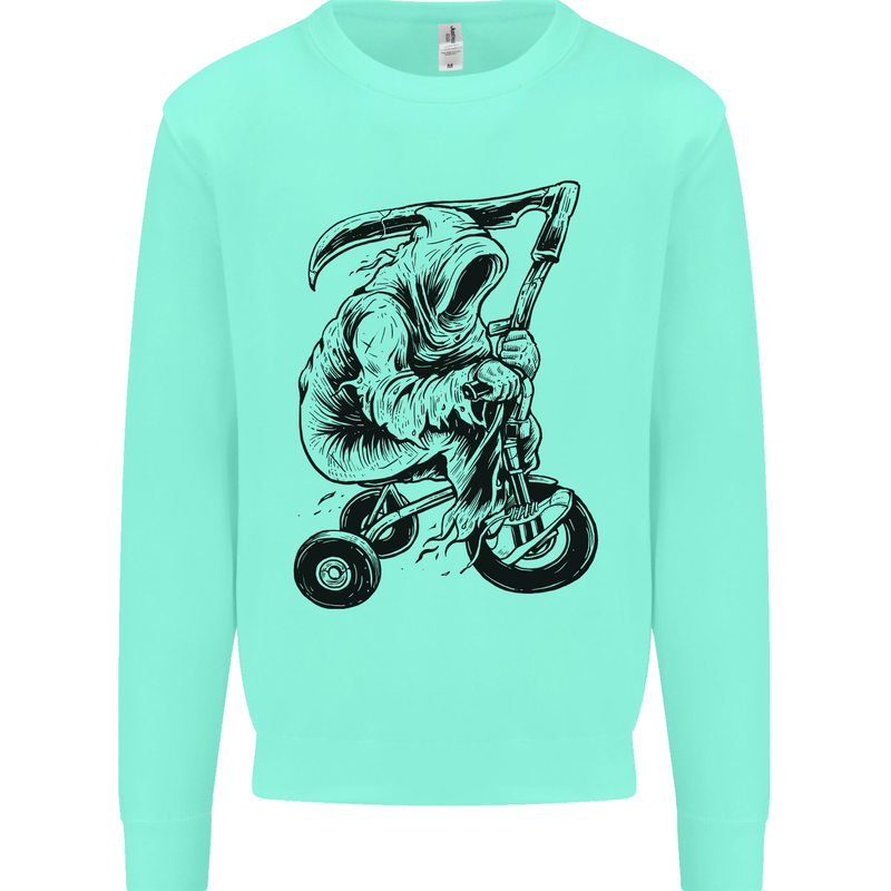 Grim Reaper Trike Bicycle Cycling Gothic Mens Sweatshirt Jumper Peppermint