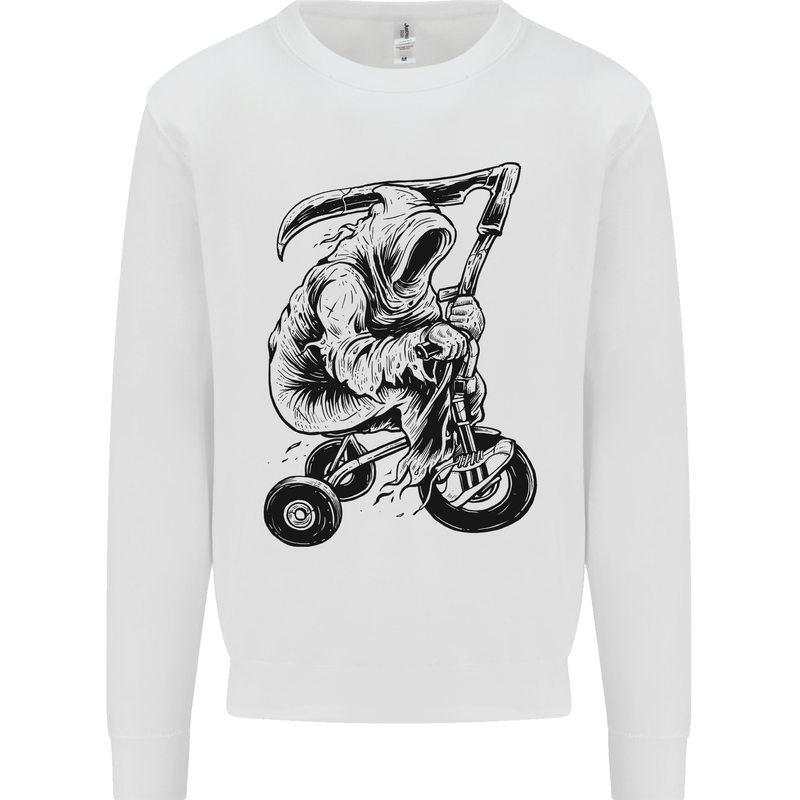 Grim Reaper Trike Bicycle Cycling Gothic Mens Sweatshirt Jumper White