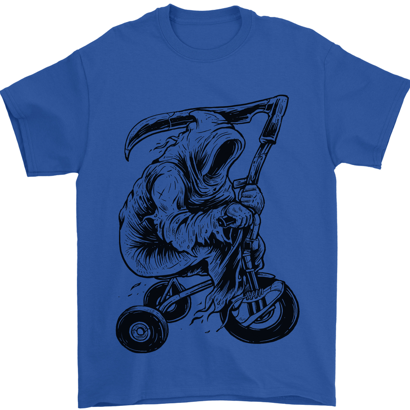 Grim Reaper Trike Bicycle Cycling Gothic Mens T-Shirt Cotton Gildan Royal Blue