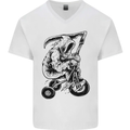 Grim Reaper Trike Bicycle Cycling Gothic Mens V-Neck Cotton T-Shirt White