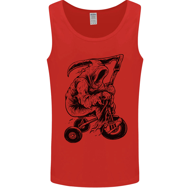 Grim Reaper Trike Bicycle Cycling Gothic Mens Vest Tank Top Red