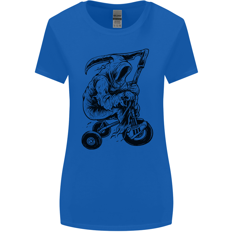 Grim Reaper Trike Bicycle Cycling Gothic Womens Wider Cut T-Shirt Royal Blue