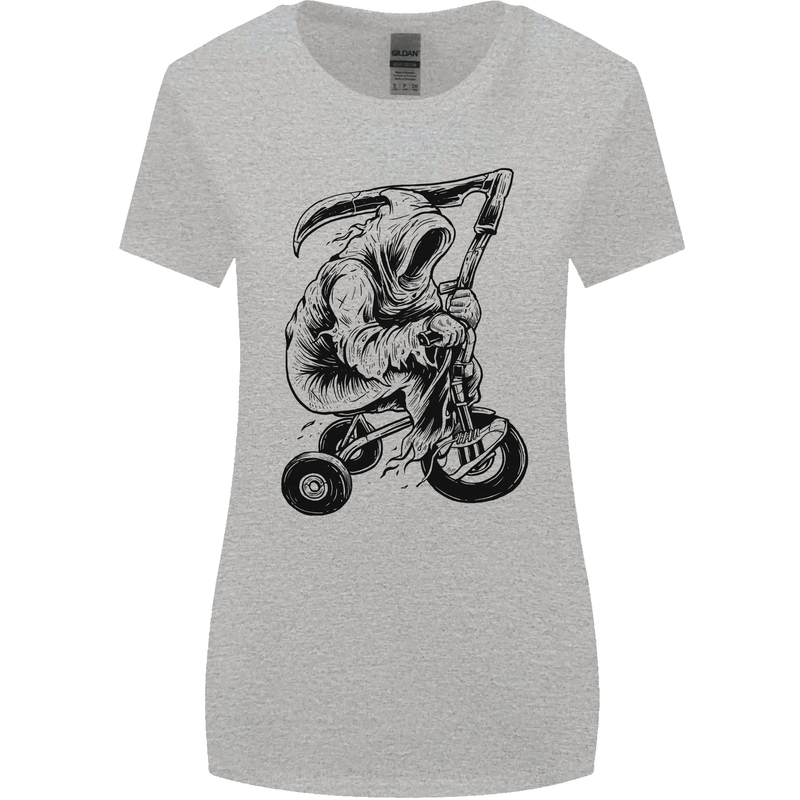 Grim Reaper Trike Bicycle Cycling Gothic Womens Wider Cut T-Shirt Sports Grey