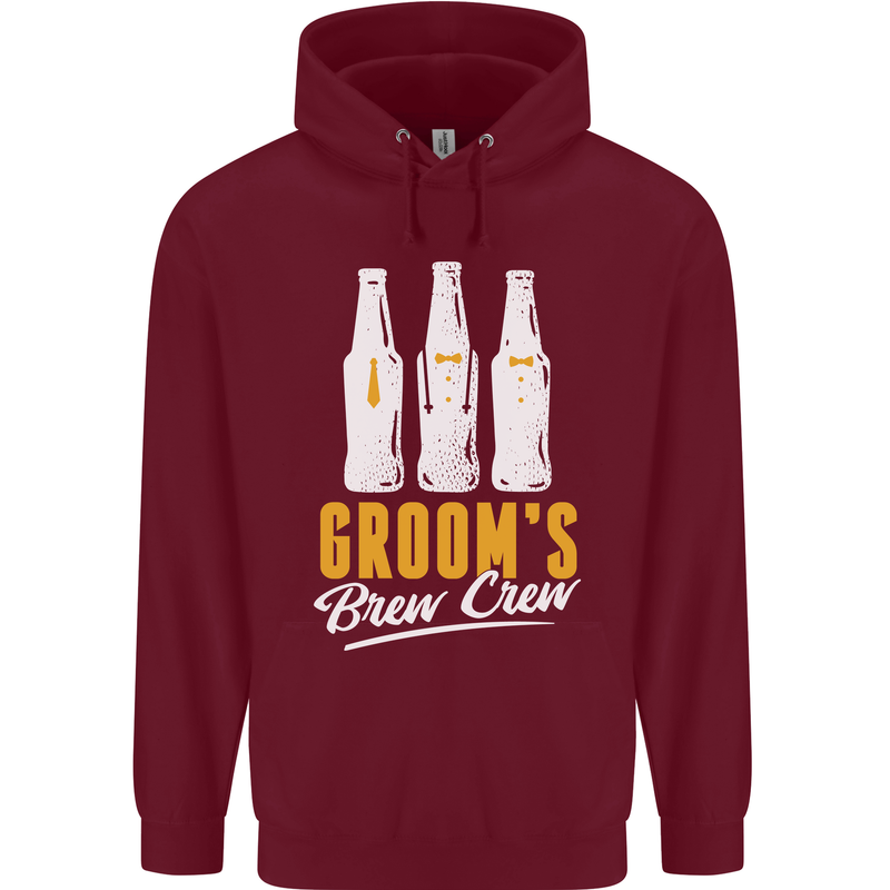 Grooms Brew Crew Beer Mens 80% Cotton Hoodie Maroon