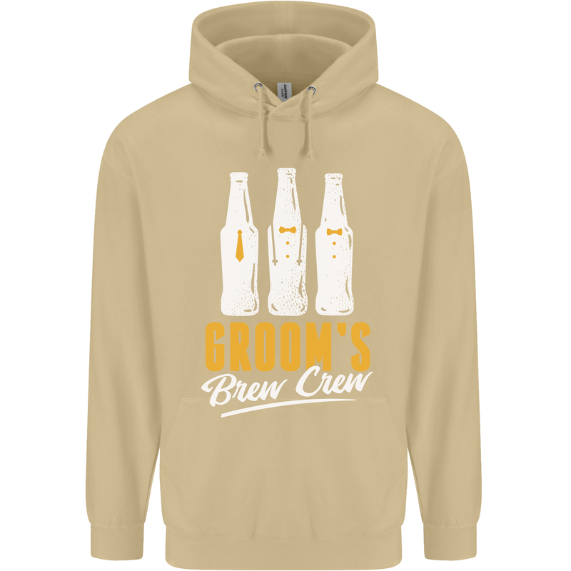 Grooms Brew Crew Beer Mens 80% Cotton Hoodie Sand