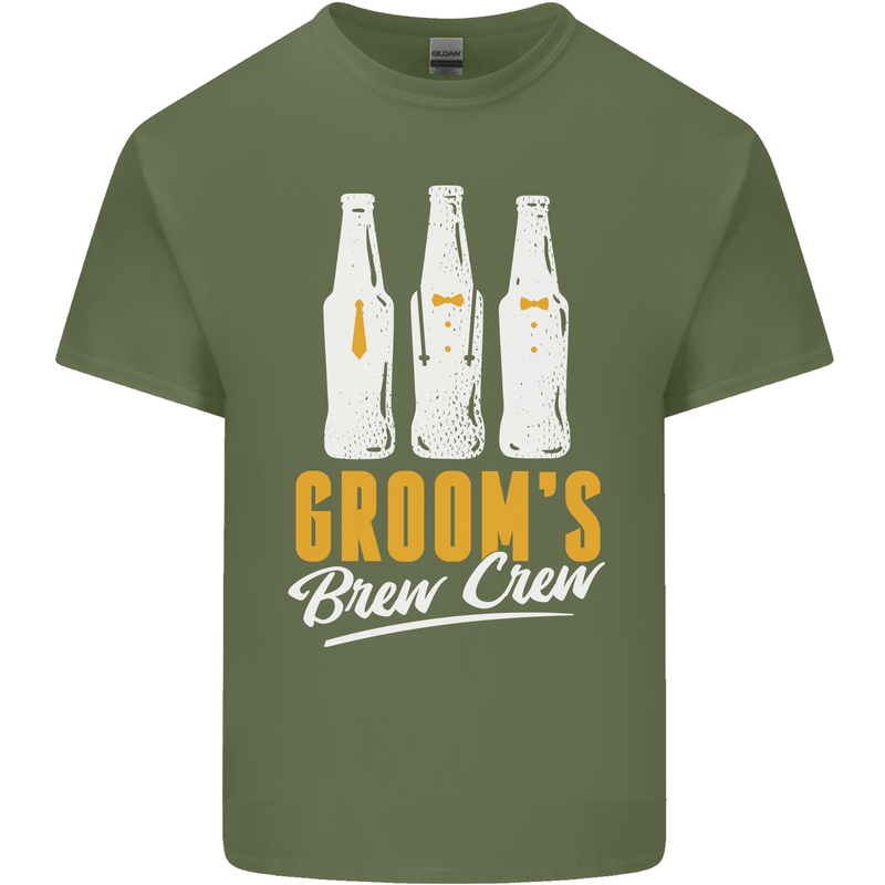 Grooms Brew Crew Beer Mens Cotton T-Shirt Tee Top Military Green