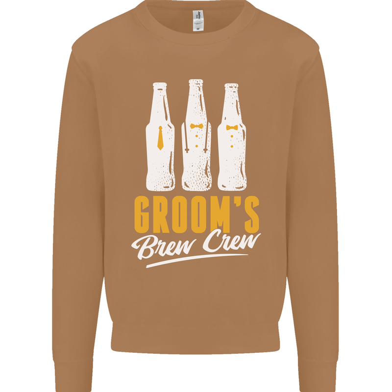 Grooms Brew Crew Beer Mens Sweatshirt Jumper Caramel Latte