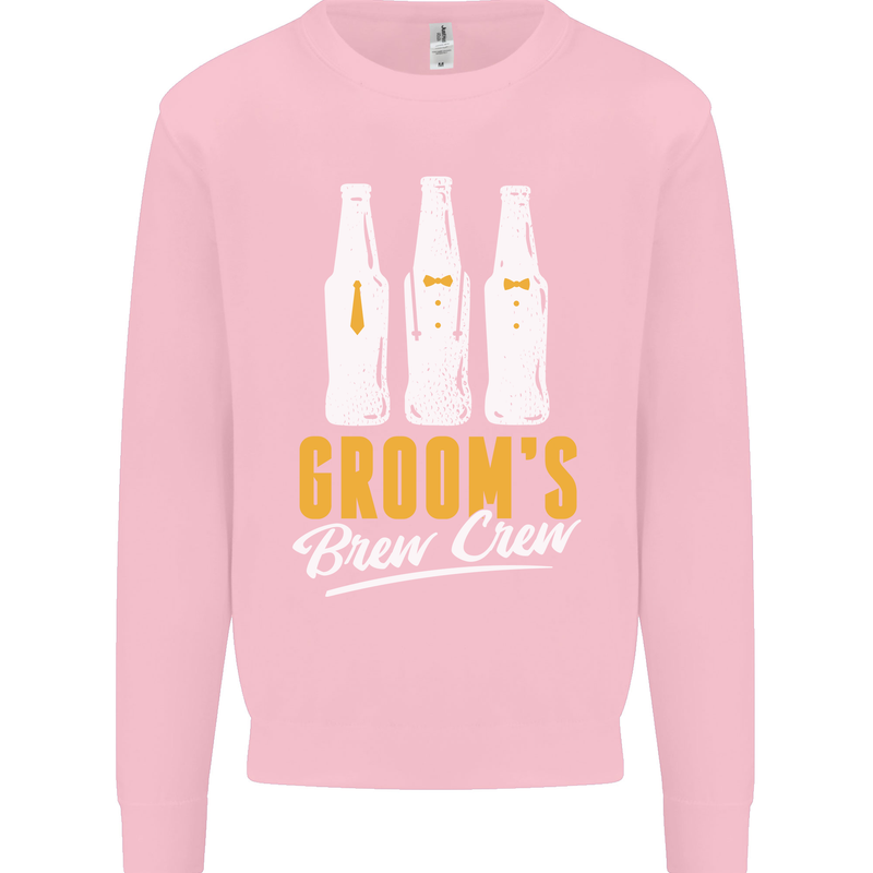 Grooms Brew Crew Beer Mens Sweatshirt Jumper Light Pink