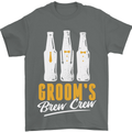 Grooms Brew Crew Beer Mens T-Shirt Cotton Gildan Charcoal