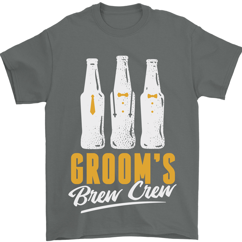 Grooms Brew Crew Beer Mens T-Shirt Cotton Gildan Charcoal