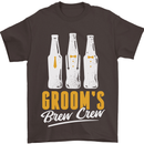Grooms Brew Crew Beer Mens T-Shirt Cotton Gildan Dark Chocolate