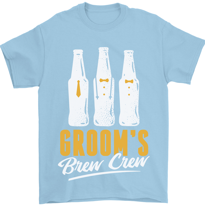 Grooms Brew Crew Beer Mens T-Shirt Cotton Gildan Light Blue