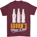 Grooms Brew Crew Beer Mens T-Shirt Cotton Gildan Maroon