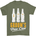 Grooms Brew Crew Beer Mens T-Shirt Cotton Gildan Military Green
