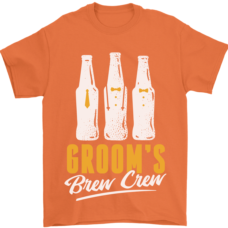 Grooms Brew Crew Beer Mens T-Shirt Cotton Gildan Orange