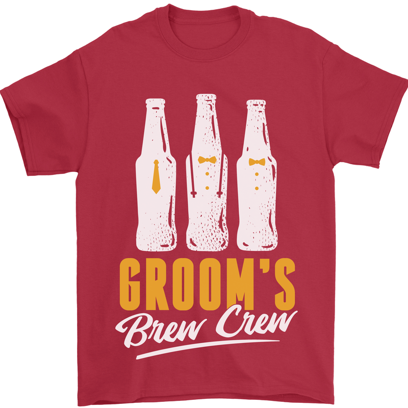 Grooms Brew Crew Beer Mens T-Shirt Cotton Gildan Red