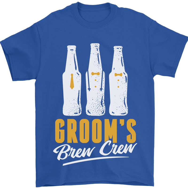 Grooms Brew Crew Beer Mens T-Shirt Cotton Gildan Royal Blue