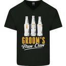 Grooms Brew Crew Beer Mens V-Neck Cotton T-Shirt Black