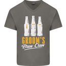 Grooms Brew Crew Beer Mens V-Neck Cotton T-Shirt Charcoal