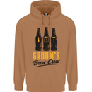 Grooms Brew Crew Beer Stag Doo Do Mens 80% Cotton Hoodie Caramel Latte