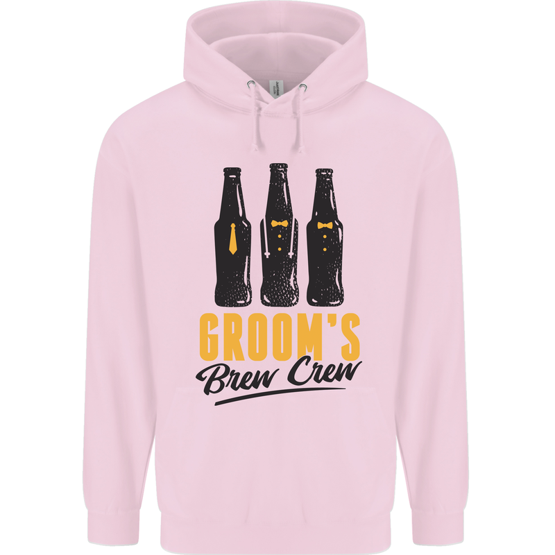 Grooms Brew Crew Beer Stag Doo Do Mens 80% Cotton Hoodie Light Pink