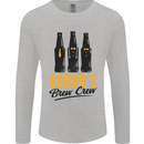 Grooms Brew Crew Beer Stag Doo Do Mens Long Sleeve T-Shirt Sports Grey