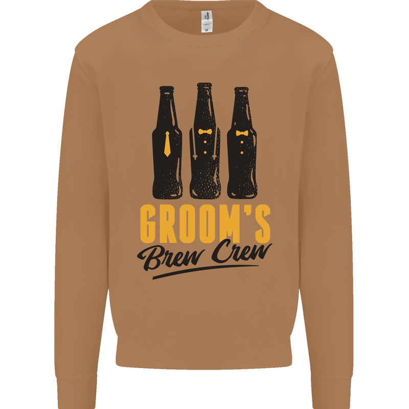 Grooms Brew Crew Beer Stag Doo Do Mens Sweatshirt Jumper Caramel Latte