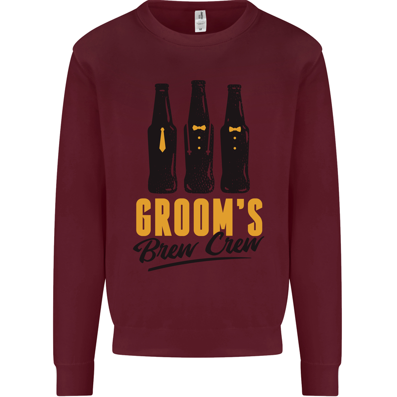 Grooms Brew Crew Beer Stag Doo Do Mens Sweatshirt Jumper Maroon