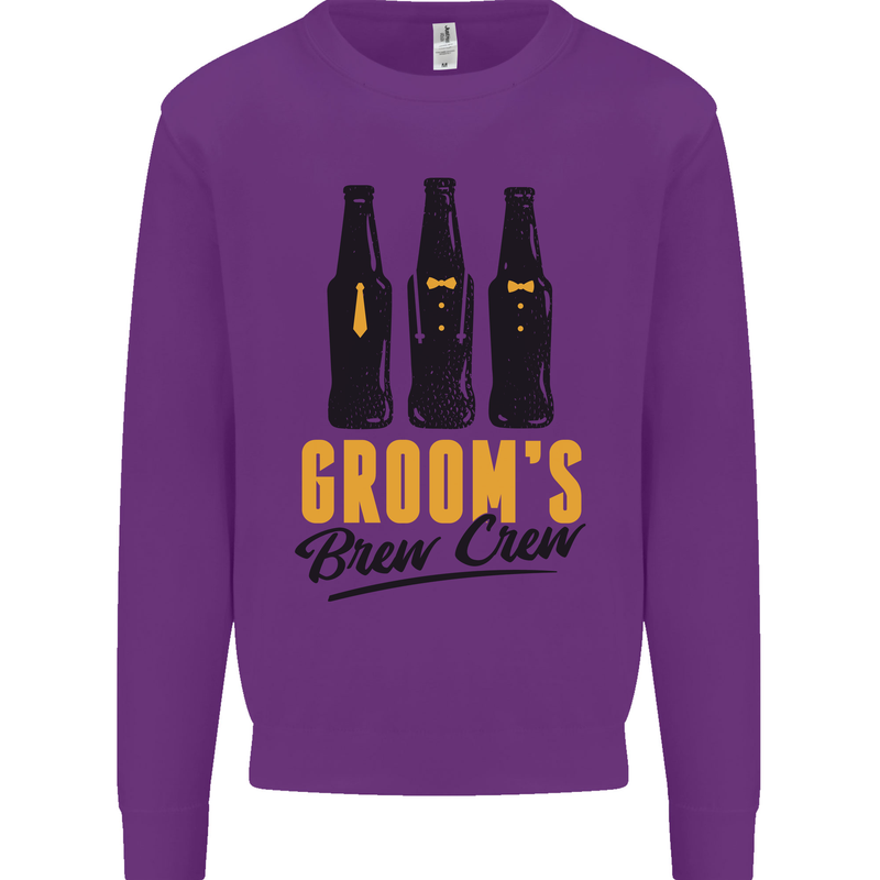 Grooms Brew Crew Beer Stag Doo Do Mens Sweatshirt Jumper Purple