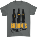 Grooms Brew Crew Beer Stag Doo Do Mens T-Shirt Cotton Gildan Charcoal