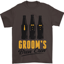 Grooms Brew Crew Beer Stag Doo Do Mens T-Shirt Cotton Gildan Dark Chocolate