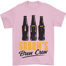 Grooms Brew Crew Beer Stag Doo Do Mens T-Shirt Cotton Gildan Light Pink