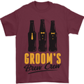 Grooms Brew Crew Beer Stag Doo Do Mens T-Shirt Cotton Gildan Maroon