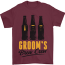 Grooms Brew Crew Beer Stag Doo Do Mens T-Shirt Cotton Gildan Maroon