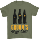 Grooms Brew Crew Beer Stag Doo Do Mens T-Shirt Cotton Gildan Military Green