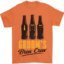 Grooms Brew Crew Beer Stag Doo Do Mens T-Shirt Cotton Gildan Orange