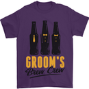 Grooms Brew Crew Beer Stag Doo Do Mens T-Shirt Cotton Gildan Purple