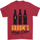 Grooms Brew Crew Beer Stag Doo Do Mens T-Shirt Cotton Gildan Red